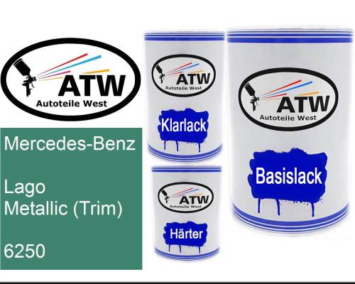 Mercedes-Benz, Lago Metallic (Trim), 6250: 500ml Lackdose + 500ml Klarlack + 250ml Härter - Set, von ATW Autoteile West.